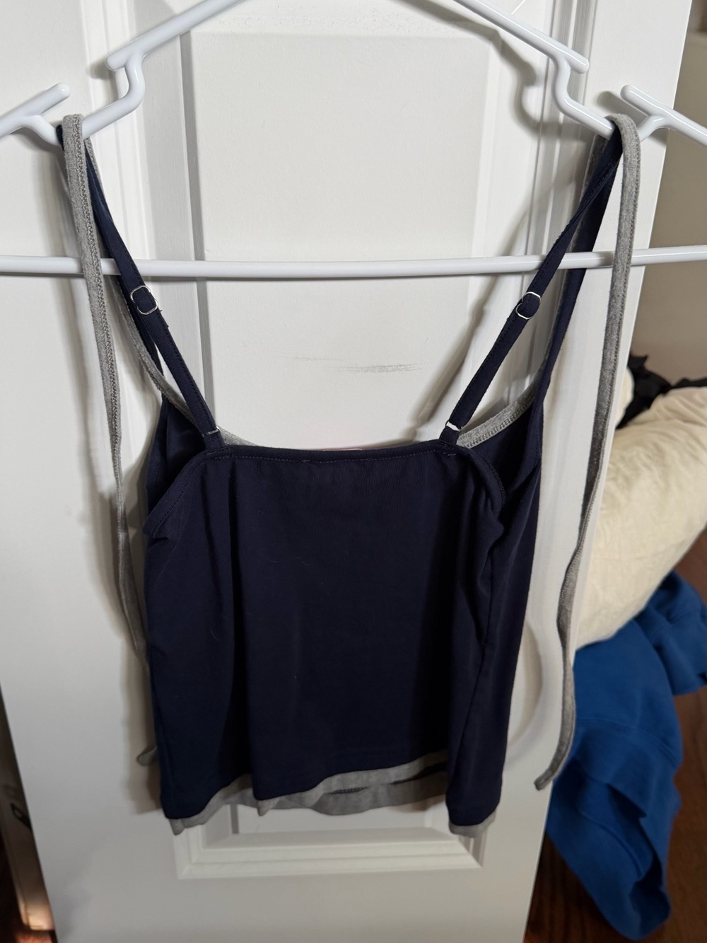 Edikted Navy Crop Camisole with Gray Trim